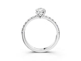 White gold Pear Cut Diamond Solitaire Pavé Engagement Ring with Round Band and Prong Setting_59