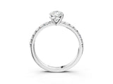 White gold Pear Cut Diamond Solitaire Pavé Engagement Ring with Round Band and Prong Setting_89