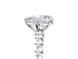 White gold Pear Cut Diamond Solitaire Ring with Beaded Band and Prong Setting_315