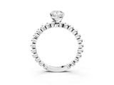White gold Pear Cut Diamond Solitaire Ring with Beaded Band and Prong Setting_316