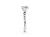 White gold Pear Cut Diamond Solitaire Ring with Cathedral Setting and Pavé Band_159
