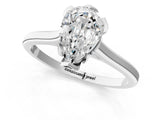 White gold Pear Cut Diamond Solitaire Ring with Flower Prong Setting and Classic Band_314