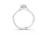 White gold Pear Cut Diamond Solitaire Ring with Flower Prong Setting and Classic Band_316