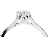 White gold Pear Cut Diamond Solitaire Ring with Flower Prong Setting and Classic Band_317