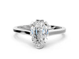 White gold Pear Cut Diamond Solitaire Ring with Flower Prong Setting and Classic Band_320