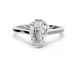 White gold Pear Cut Diamond Solitaire Ring with Flower Prong Setting and Classic Band_340