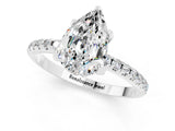 White gold Pear Cut Diamond Solitaire Ring with Four-Prong Setting and Pavé Band_1