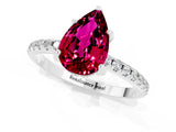 White gold Pear Cut Diamond Solitaire Ring with Four-Prong Setting and Pavé Band_1