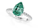 White gold Pear Cut Diamond Solitaire Ring with Four-Prong Setting and Pavé Band_1