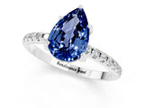 White gold Pear Cut Diamond Solitaire Ring with Four-Prong Setting and Pavé Band_1