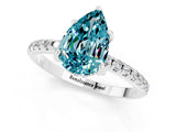 White gold Pear Cut Diamond Solitaire Ring with Four-Prong Setting and Pavé Band_1