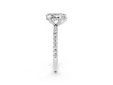 White gold Pear Cut Diamond Solitaire Ring with Four-Prong Setting and Pavé Band_2