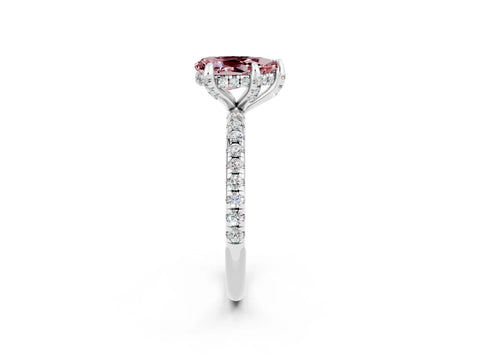 White gold Pear Cut Diamond Solitaire Ring with Four-Prong Setting and Pavé Band_2