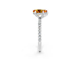 White gold Pear Cut Diamond Solitaire Ring with Four-Prong Setting and Pavé Band_2