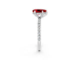 White gold Pear Cut Diamond Solitaire Ring with Four-Prong Setting and Pavé Band_2
