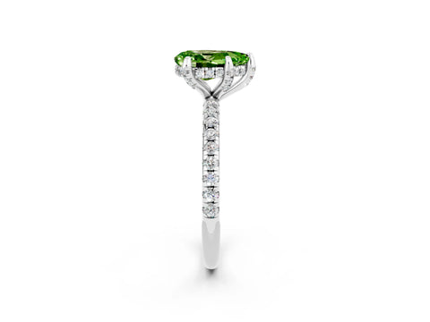 White gold Pear Cut Diamond Solitaire Ring with Four-Prong Setting and Pavé Band_2