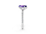 White gold Pear Cut Diamond Solitaire Ring with Four-Prong Setting and Pavé Band_2