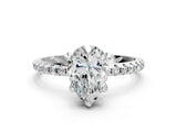 White gold Pear Cut Diamond Solitaire Ring with Four-Prong Setting and Pavé Band_3