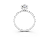 White gold Pear Cut Diamond Solitaire Ring with Four-Prong Setting and Pavé Band_3