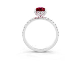 White gold Pear Cut Diamond Solitaire Ring with Four-Prong Setting and Pavé Band_3