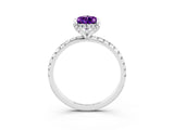 White gold Pear Cut Diamond Solitaire Ring with Four-Prong Setting and Pavé Band_3