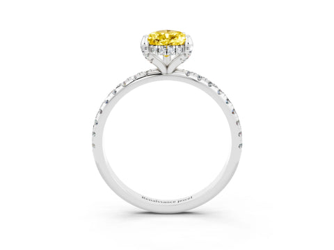 White gold Pear Cut Diamond Solitaire Ring with Four-Prong Setting and Pavé Band_3