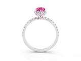White gold Pear Cut Diamond Solitaire Ring with Four-Prong Setting and Pavé Band_3