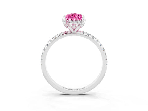 White gold Pear Cut Diamond Solitaire Ring with Four-Prong Setting and Pavé Band_3