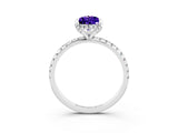 White gold Pear Cut Diamond Solitaire Ring with Four-Prong Setting and Pavé Band_3