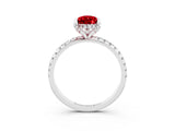 White gold Pear Cut Diamond Solitaire Ring with Four-Prong Setting and Pavé Band_3