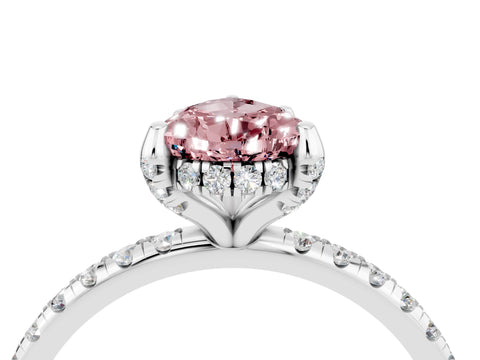White gold Pear Cut Diamond Solitaire Ring with Four-Prong Setting and Pavé Band_4