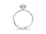 White gold Pear Cut Diamond Solitaire Ring with Four-Prong Setting and Pavé Band_6