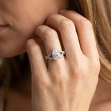 White gold Pear Cut Diamond Solitaire Ring with Four-Prong Setting and Twisted Pavé Band_73