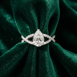 White gold Pear Cut Diamond Solitaire Ring with Four-Prong Setting and Twisted Pavé Band_74