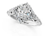 White gold Pear Cut Diamond Solitaire Ring with Hidden Halo and Pavé Band_34