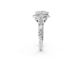 White gold Pear Cut Diamond Solitaire Ring with Hidden Halo and Pavé Band_35