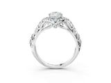 White gold Pear Cut Diamond Solitaire Ring with Hidden Halo and Pavé Band_36