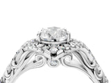 White gold Pear Cut Diamond Solitaire Ring with Hidden Halo and Pavé Band_37