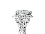 White gold Pear Cut Diamond Solitaire Ring with Hidden Halo and Pavé Band_38