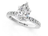 White gold Pear Cut Diamond Solitaire Ring with Pavé Band and Four-Prong Setting_334