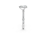 White gold Pear Cut Diamond Solitaire Ring with Pavé Band and Hidden Halo_22