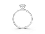 White gold Pear Cut Diamond Solitaire Ring with Pavé Band and Hidden Halo_23