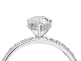 White gold Pear Cut Diamond Solitaire Ring with Pavé Band and Hidden Halo_24