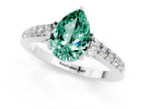 White gold Pear Cut Diamond Solitaire Ring with Pavé Band and Prong Setting_1