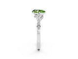 White gold Pear Cut Diamond Solitaire Ring with Pavé Band and Prong Setting_2