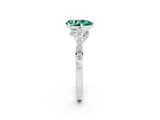 White gold Pear Cut Diamond Solitaire Ring with Pavé Band and Prong Setting_2