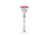 White gold Pear Cut Diamond Solitaire Ring with Pavé Band and Prong Setting_2