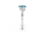 White gold Pear Cut Diamond Solitaire Ring with Pavé Band and Prong Setting_2