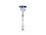 White gold Pear Cut Diamond Solitaire Ring with Pavé Band and Prong Setting_2