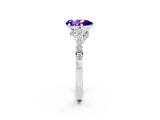 White gold Pear Cut Diamond Solitaire Ring with Pavé Band and Prong Setting_2